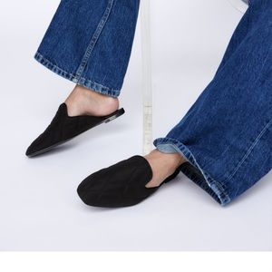 Zara New Black Quilted Flat Mules